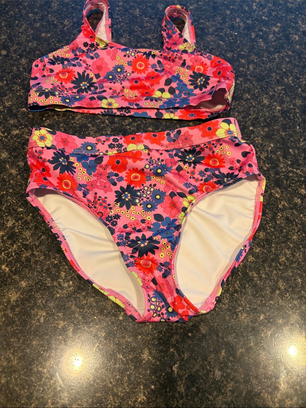 Girls' Pink Floral Two-Piece Swim Set